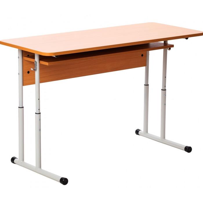 Стіл 2-місний з полицею, на круглій металевій трубі, регулюється на ростові групи № 4-6, АЛМАНТ,1200х500х640-760 мм.